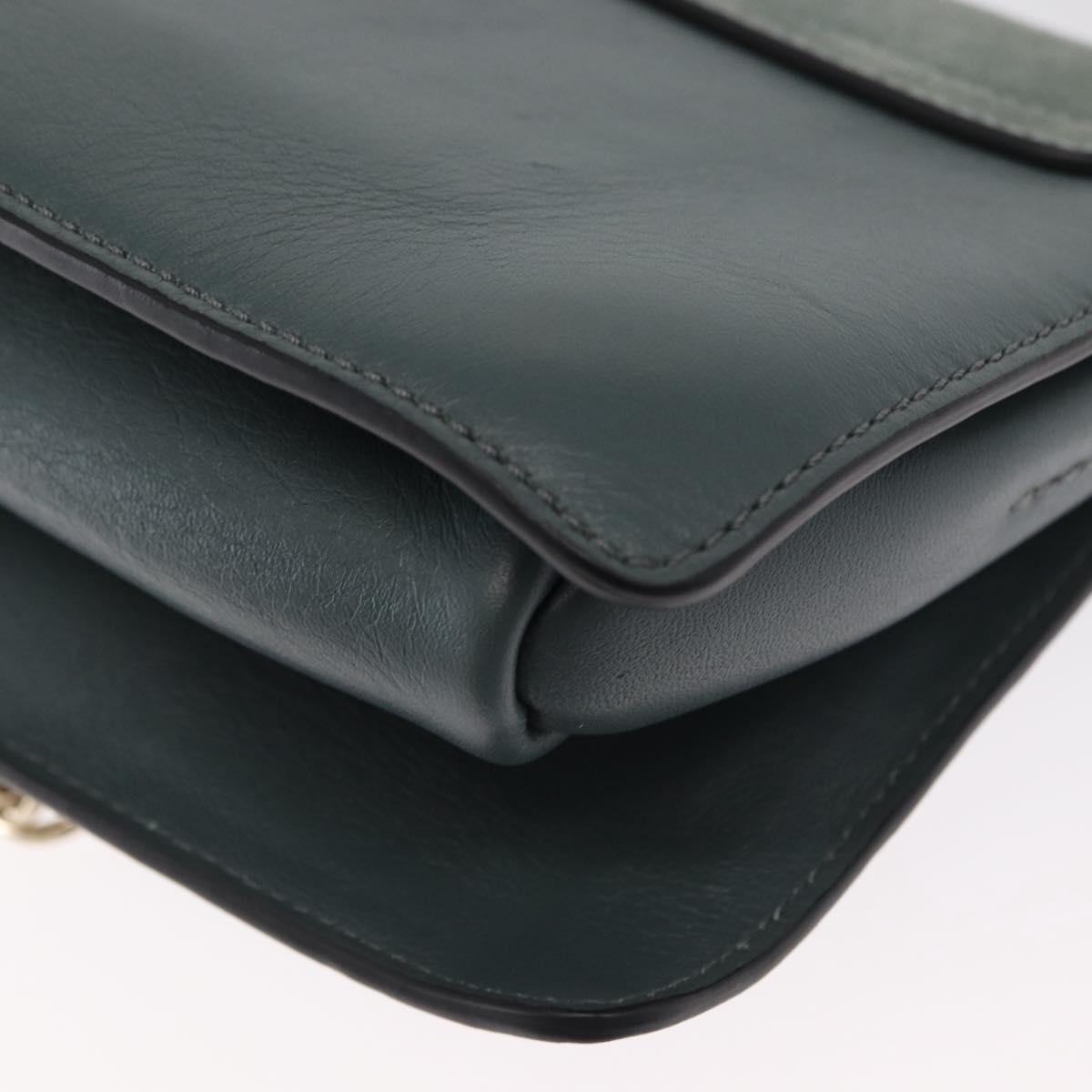 Chloe Fay Shoulder Bag Leather Suede Green Gold Auth BA10084