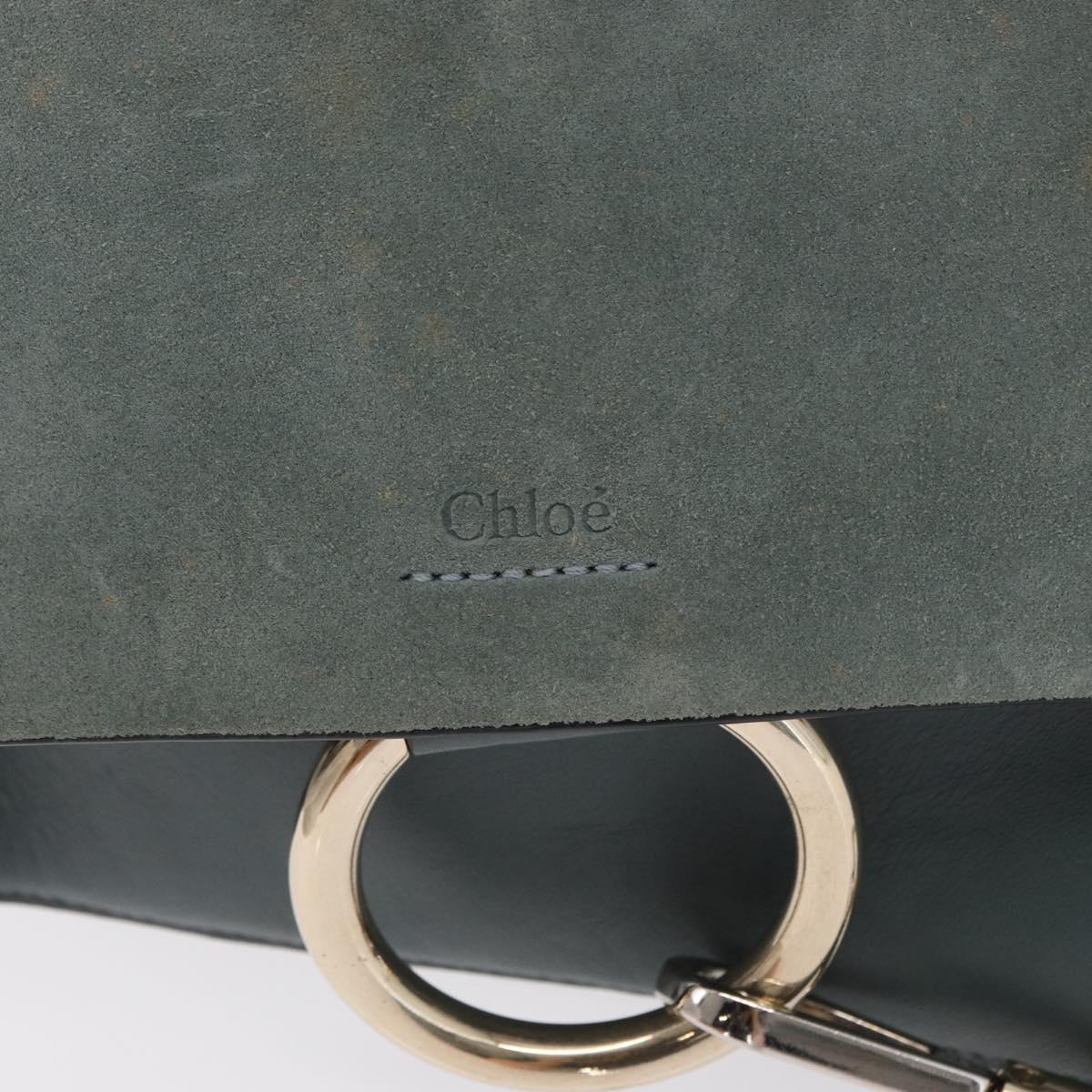 Chloe Fay Shoulder Bag Leather Suede Green Gold Auth BA10084