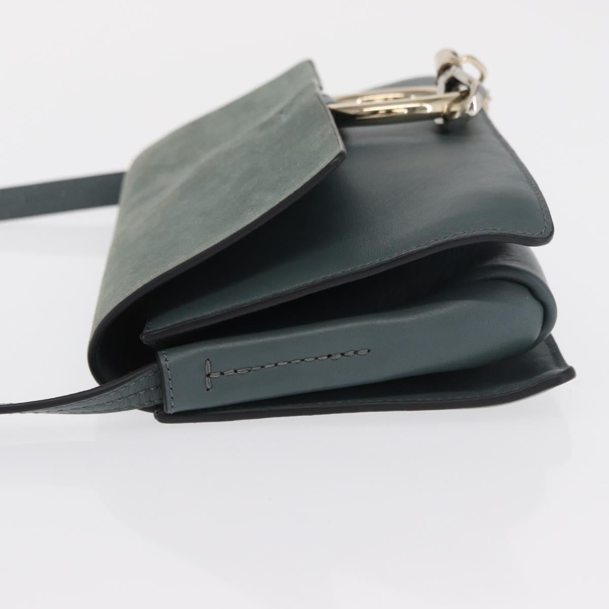 Chloe Fay Shoulder Bag Leather Suede Green Gold Auth BA10084
