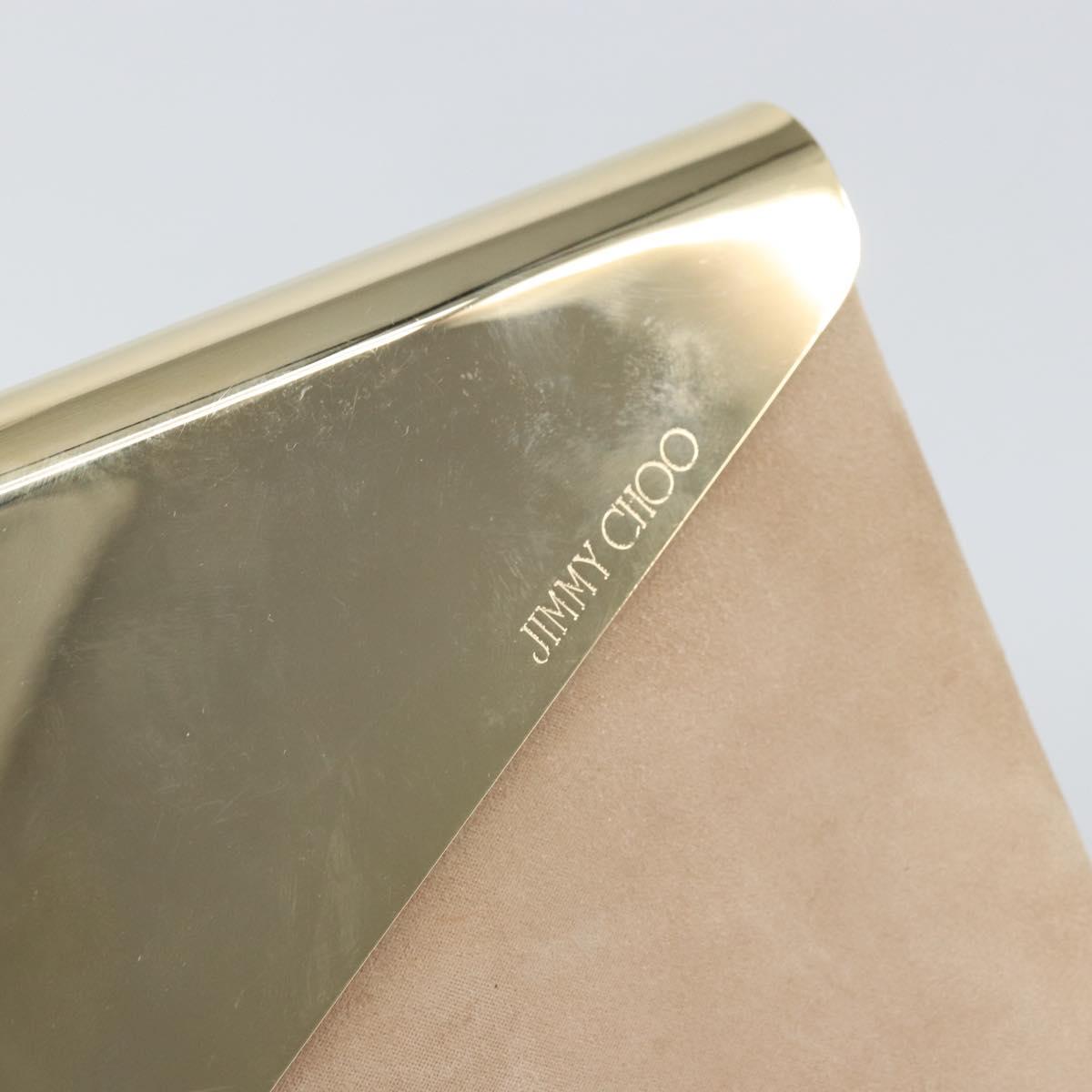 Jimmy Choo Clutch Bag Suede Pink Gold Auth BA10085