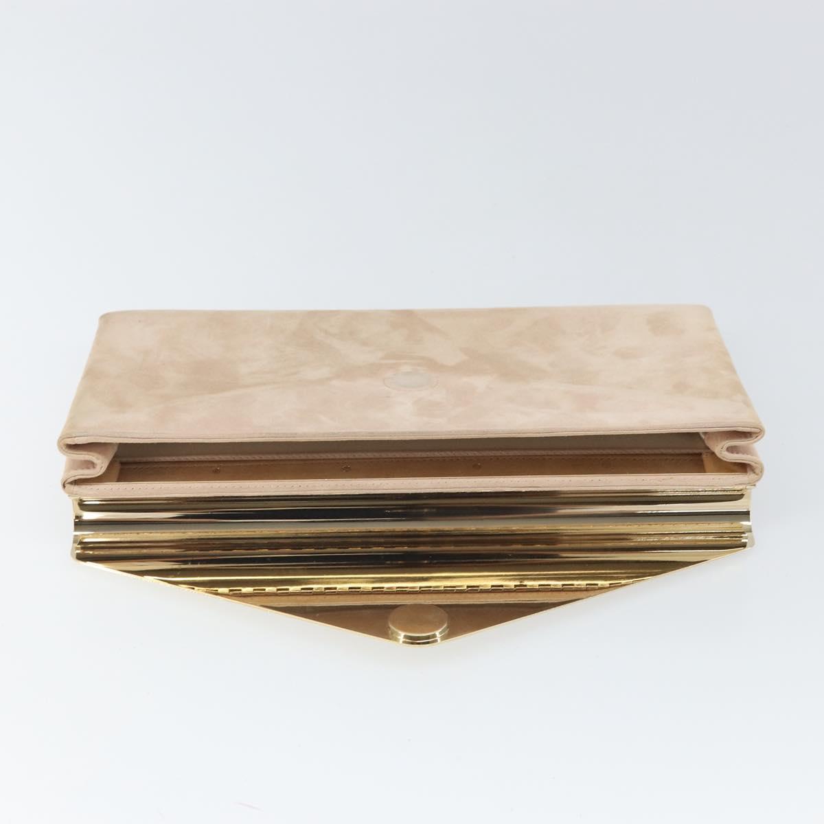 Jimmy Choo Clutch Bag Suede Pink Gold Auth BA10085