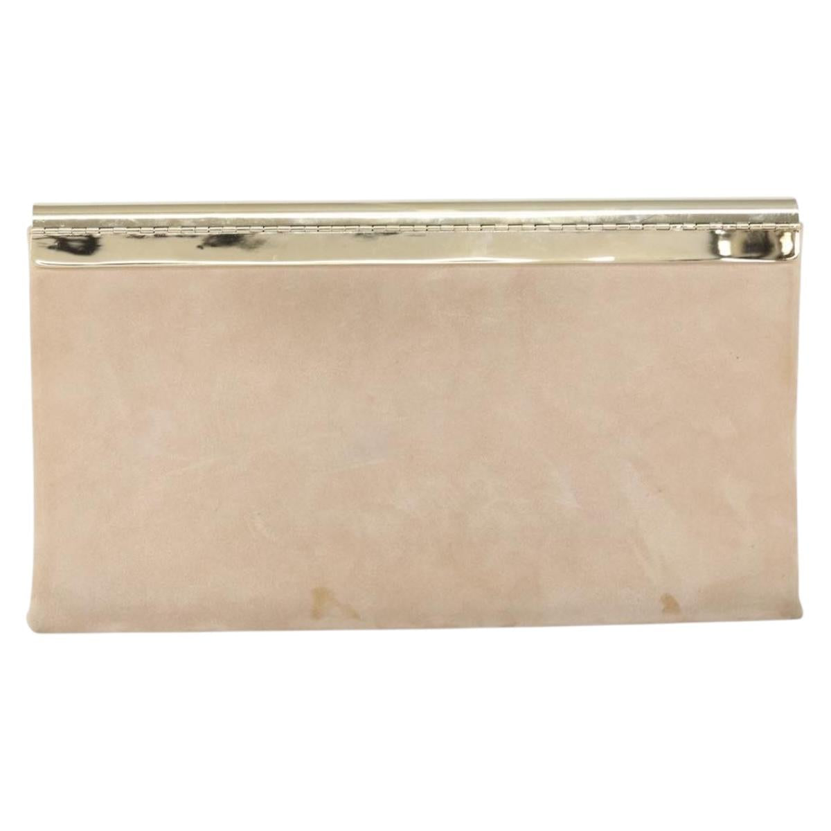 Jimmy Choo Clutch Bag Suede Pink Gold Auth BA10085