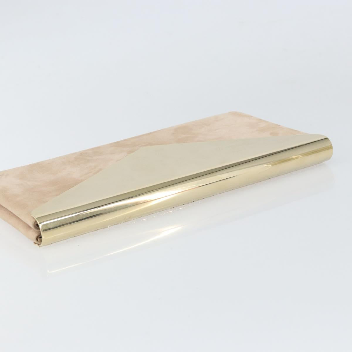 Jimmy Choo Clutch Bag Suede Pink Gold Auth BA10085