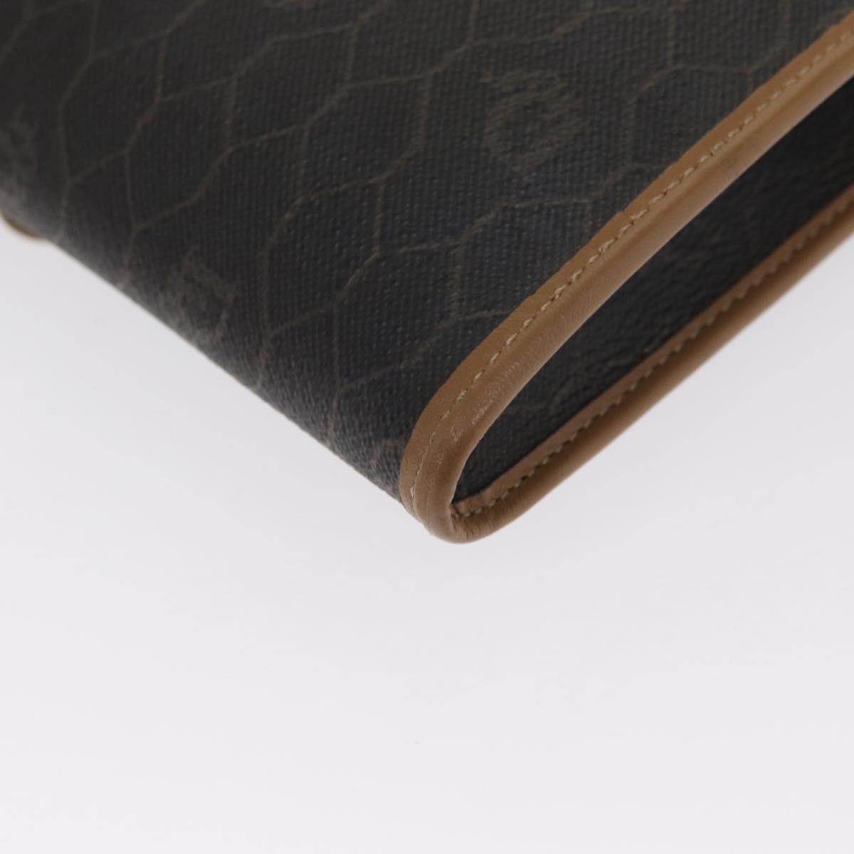 Christian Dior Honeycomb Canvas Chain Shoulder Bag PVC Black Gold Auth BA10086