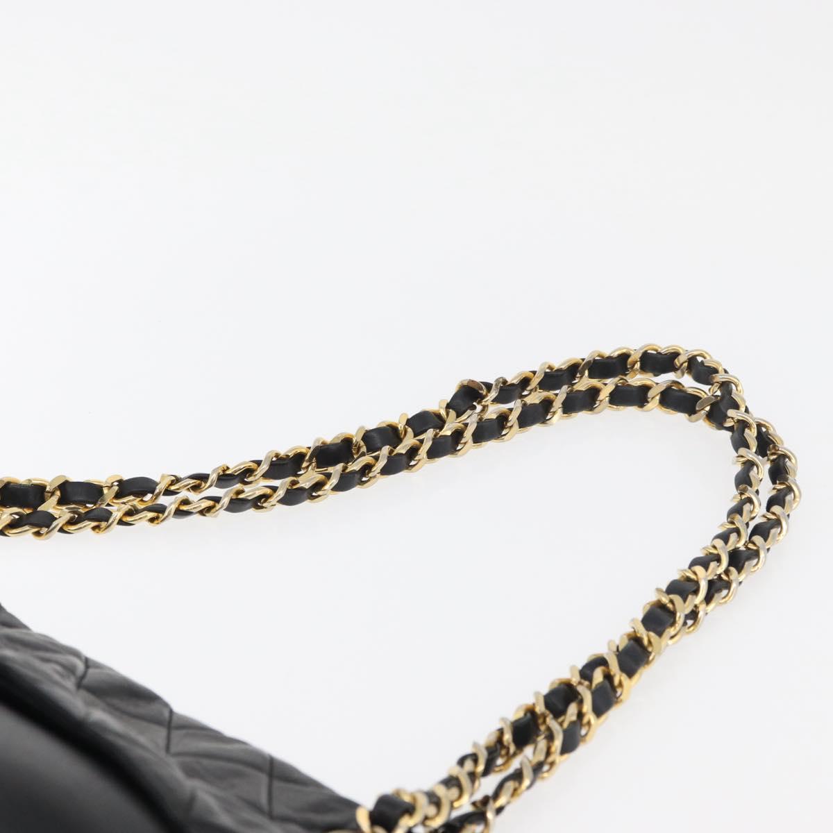 CHANEL Chain Tote Bag Leather Black Gold CC Auth BA10091