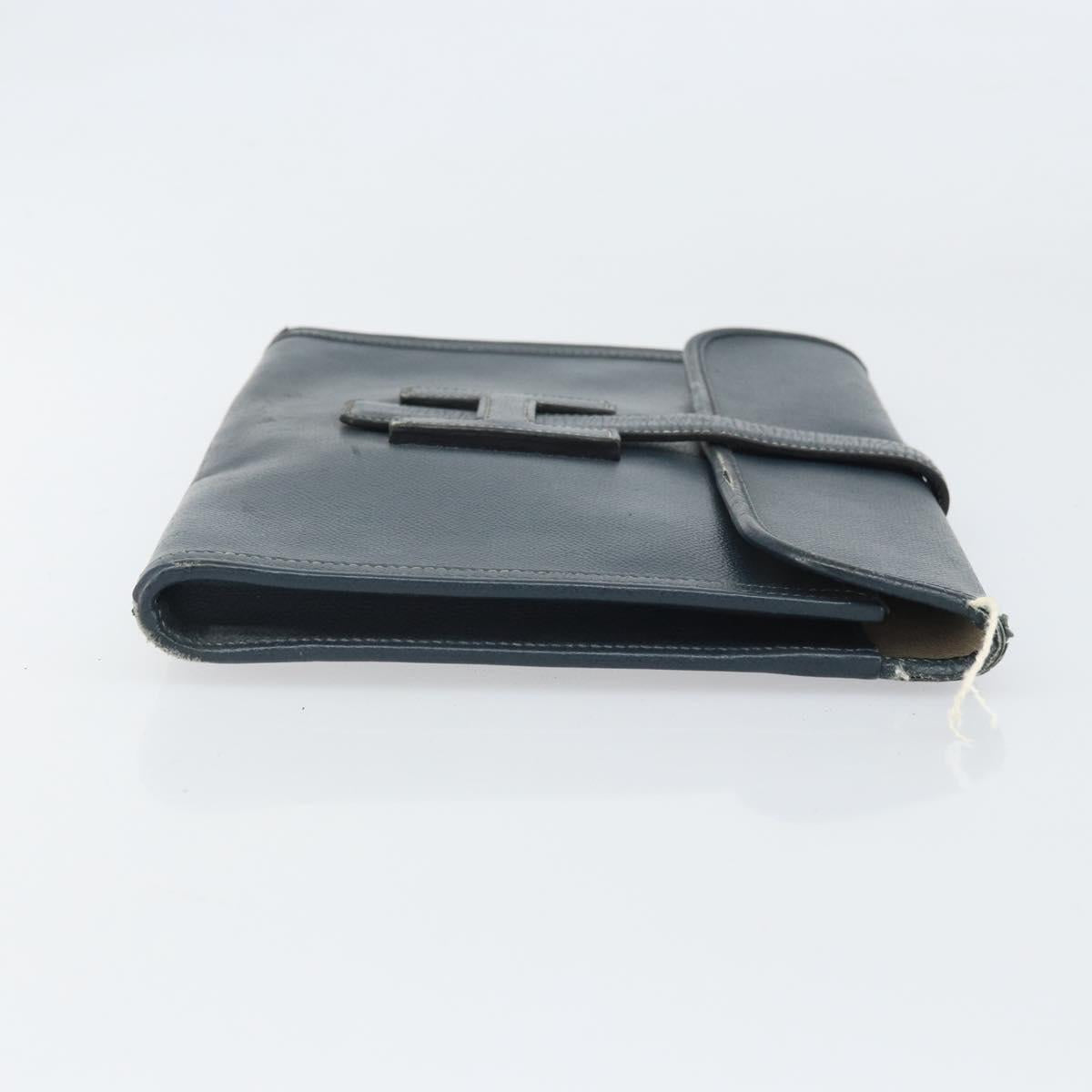 HERMES Clutch Bag Leather Navy Auth BA10093