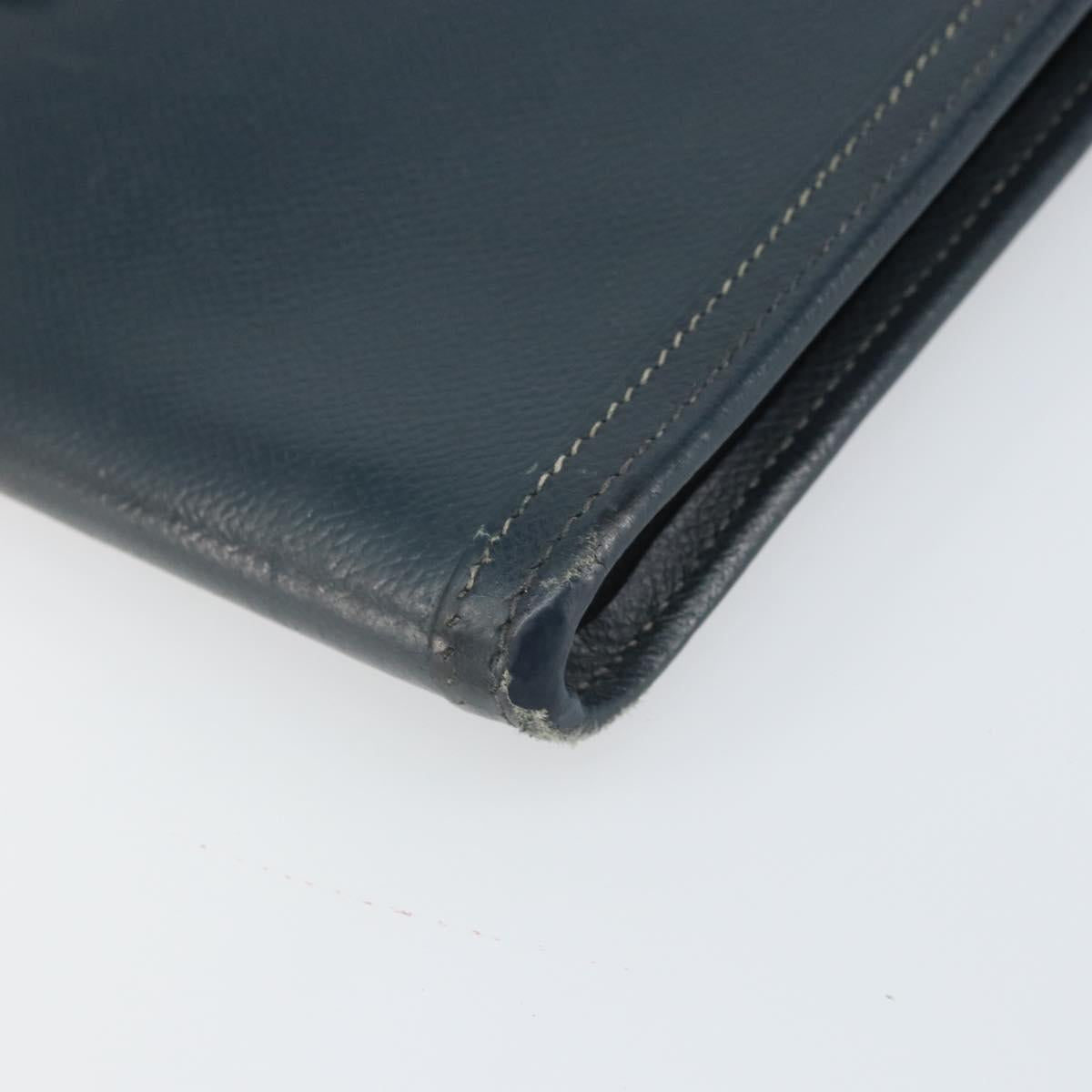 HERMES Clutch Bag Leather Navy Auth BA10093