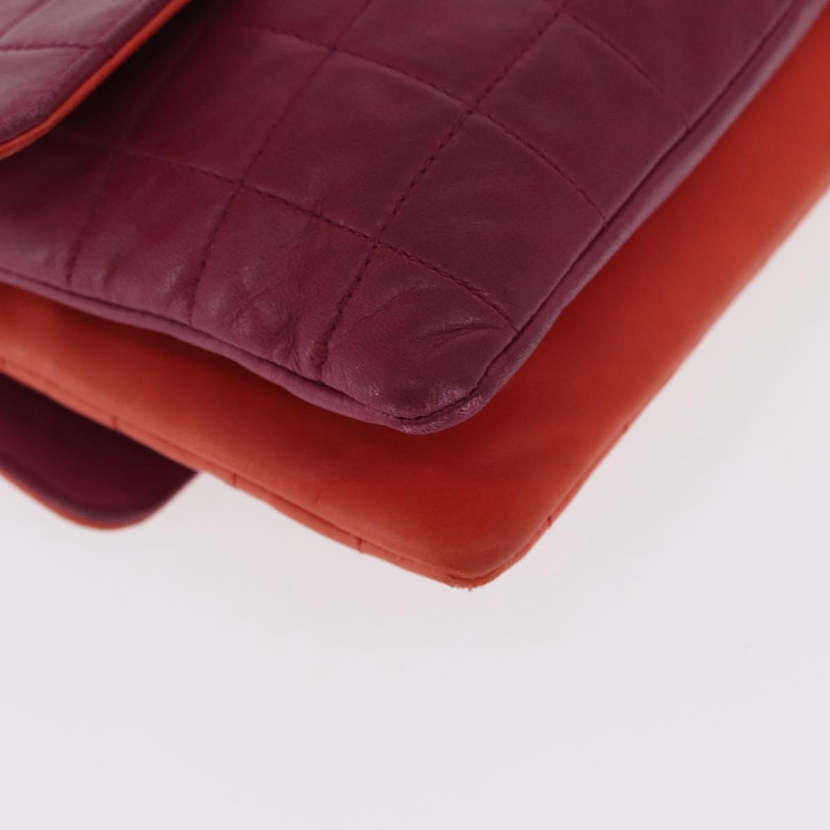 CHANEL Choco Bar Chain Hand Bag Lamb Skin Purple Gold CC Auth BA10094