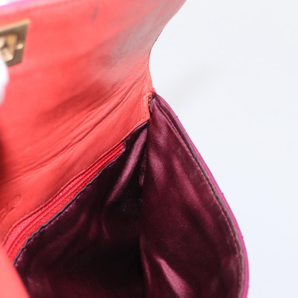 CHANEL Choco Bar Chain Hand Bag Lamb Skin Purple Gold CC Auth BA10094