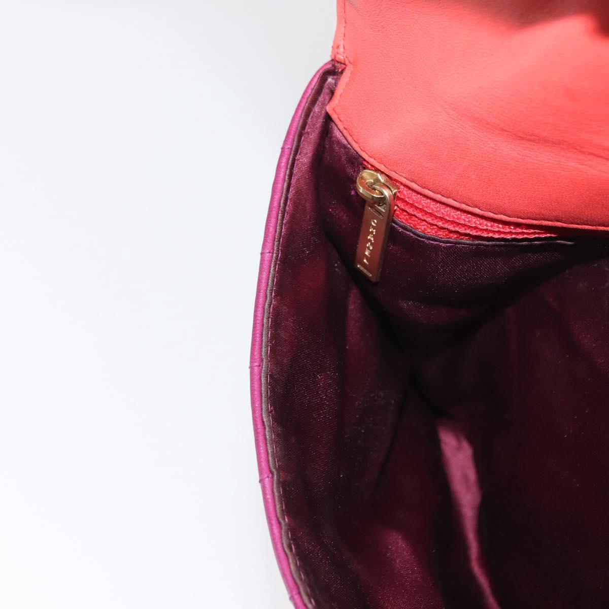 CHANEL Choco Bar Chain Hand Bag Lamb Skin Purple Gold CC Auth BA10094