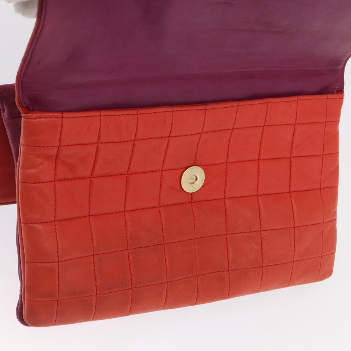 CHANEL Choco Bar Chain Hand Bag Lamb Skin Purple Gold CC Auth BA10094