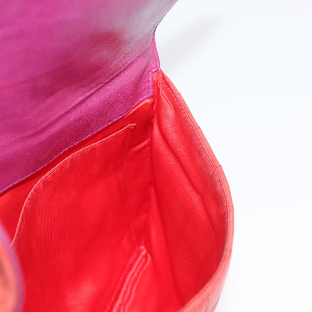 CHANEL Choco Bar Chain Hand Bag Lamb Skin Purple Gold CC Auth BA10094