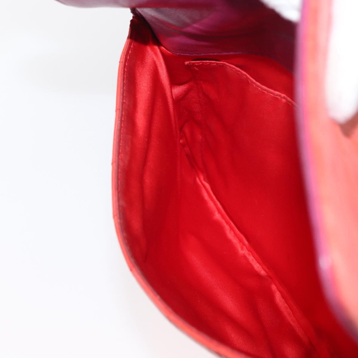 CHANEL Choco Bar Chain Hand Bag Lamb Skin Purple Gold CC Auth BA10094