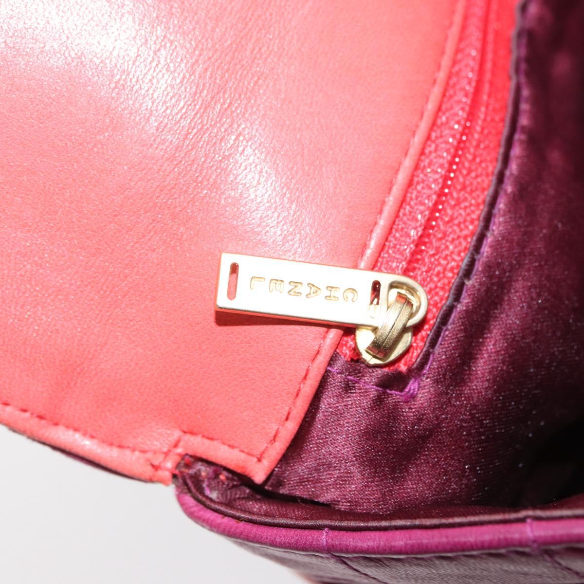 CHANEL Choco Bar Chain Hand Bag Lamb Skin Purple Gold CC Auth BA10094