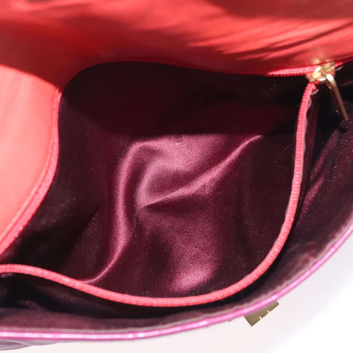 CHANEL Choco Bar Chain Hand Bag Lamb Skin Purple Gold CC Auth BA10094