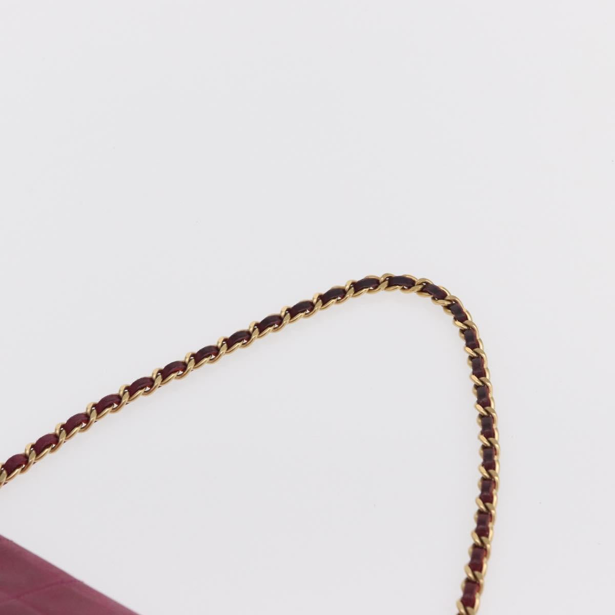 CHANEL Choco Bar Chain Hand Bag Lamb Skin Purple Gold CC Auth BA10094