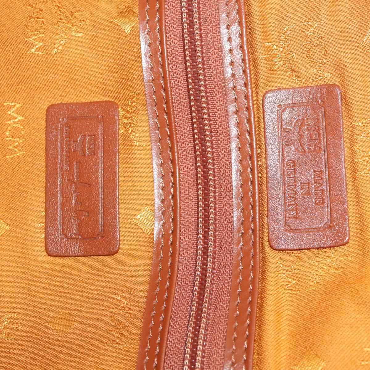 MCM Logogram Vicetos Boston Bag PVC 2way Black Gold Auth BA10101