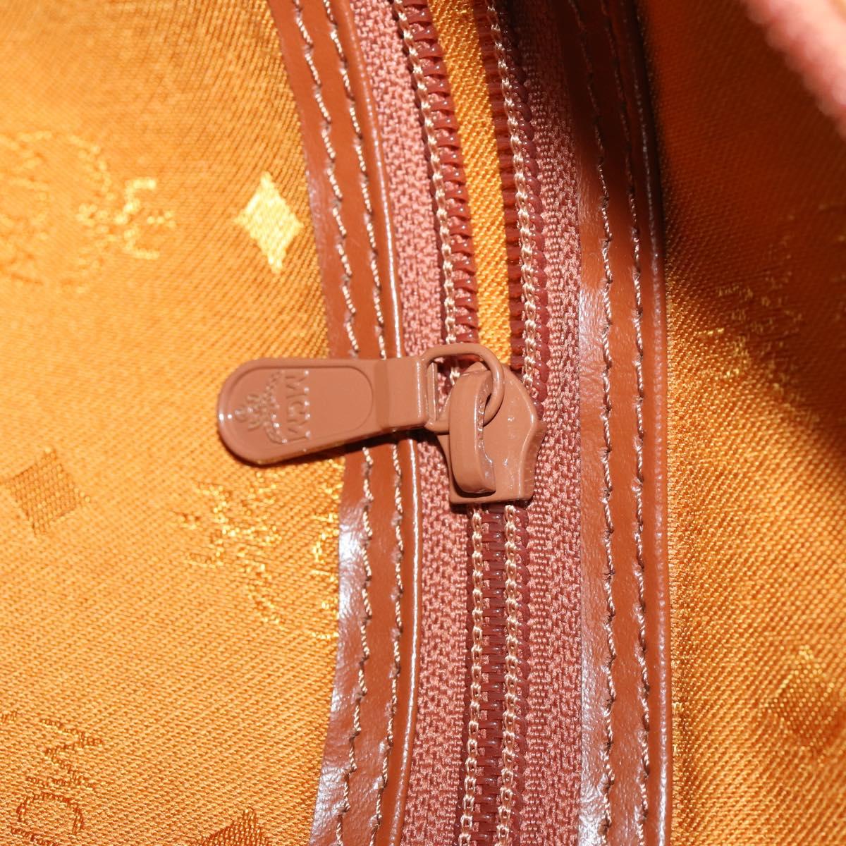 MCM Logogram Vicetos Boston Bag PVC 2way Black Gold Auth BA10101