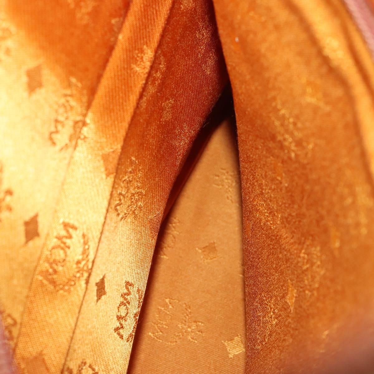 MCM Logogram Vicetos Boston Bag PVC 2way Black Gold Auth BA10101