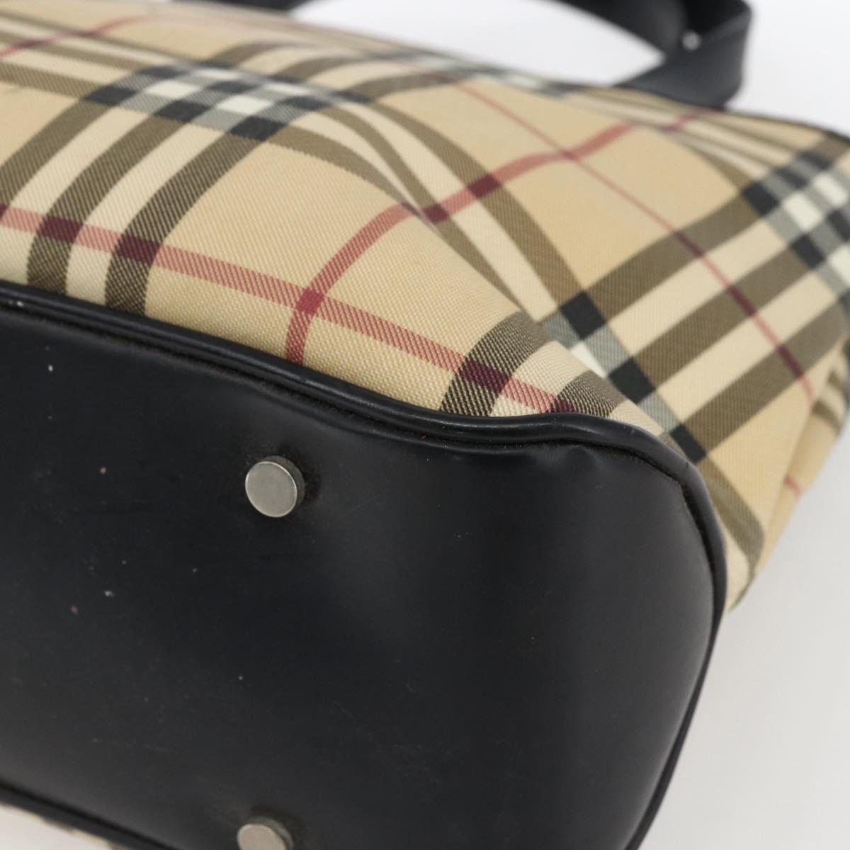 BURBERRY Nova Check Hand Bag PVC Beige Auth BA10104