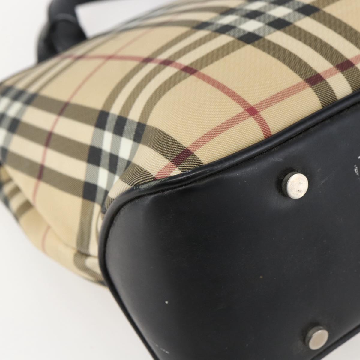 BURBERRY Nova Check Hand Bag PVC Beige Auth BA10104