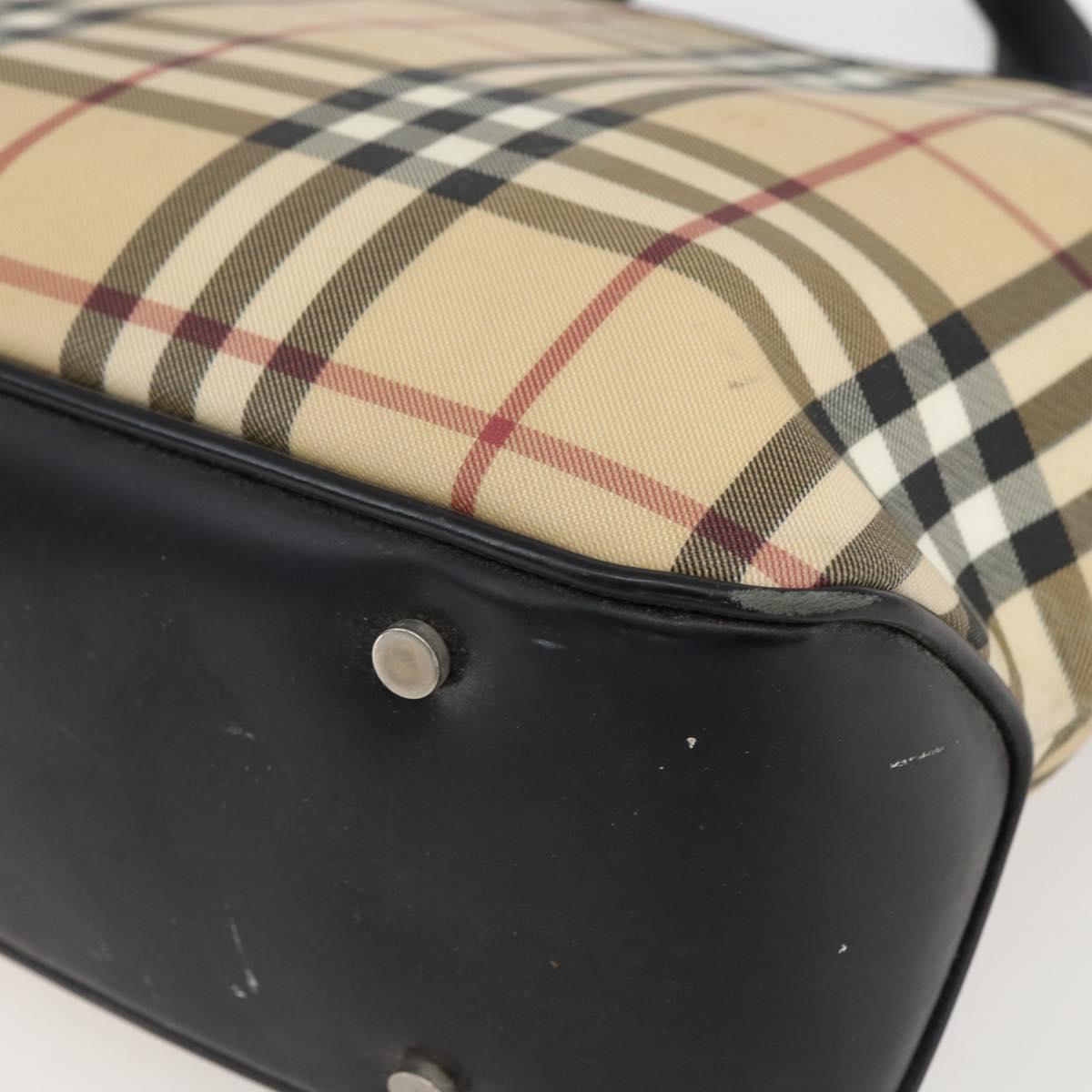 BURBERRY Nova Check Hand Bag PVC Beige Auth BA10104