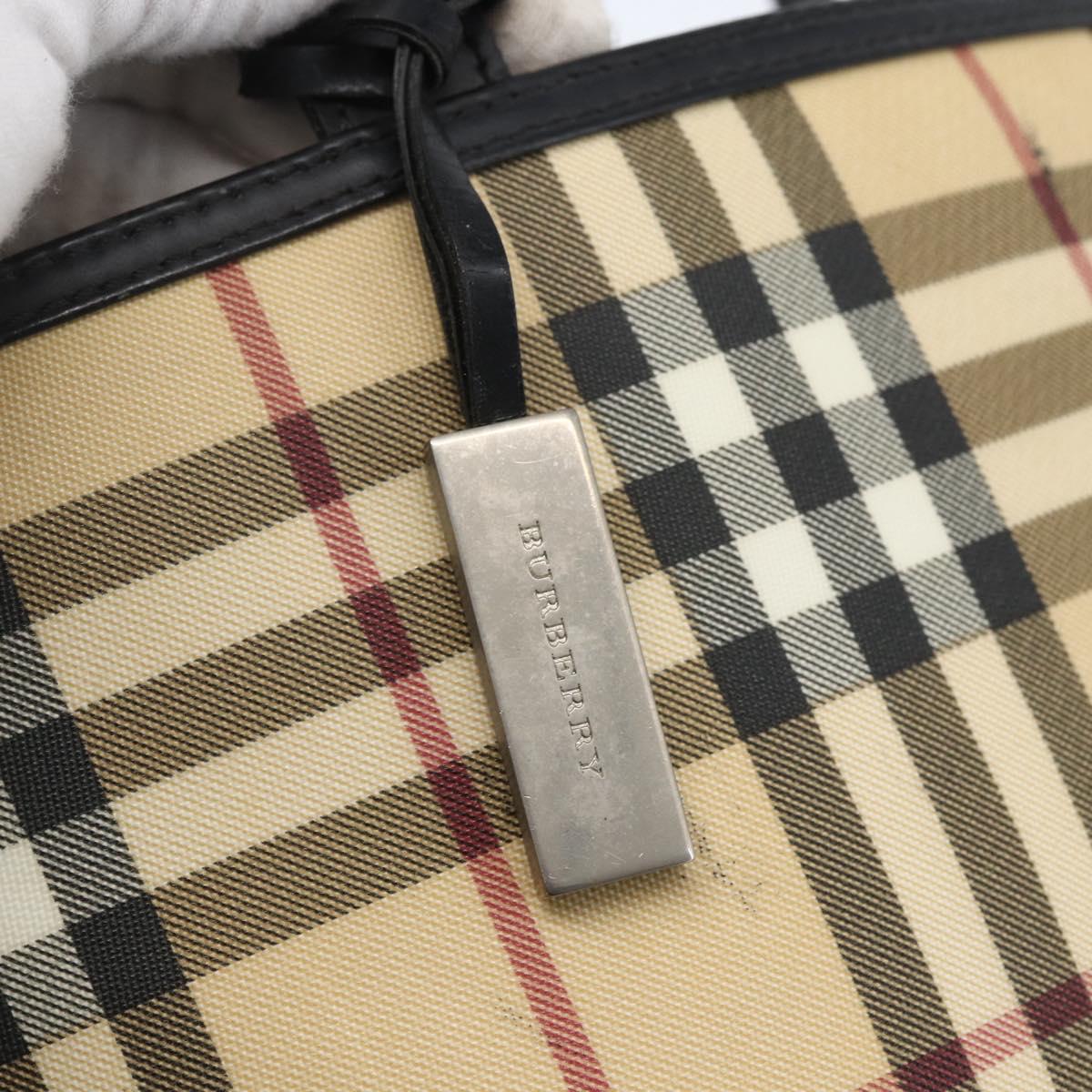 BURBERRY Nova Check Hand Bag PVC Beige Auth BA10104
