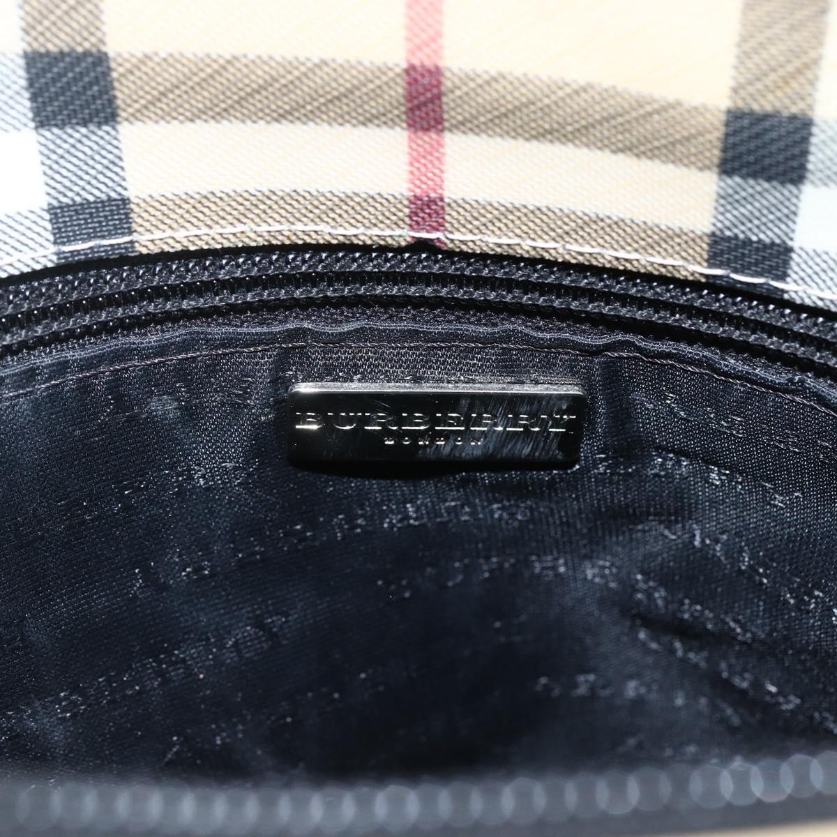 BURBERRY Nova Check Hand Bag PVC Beige Auth BA10104