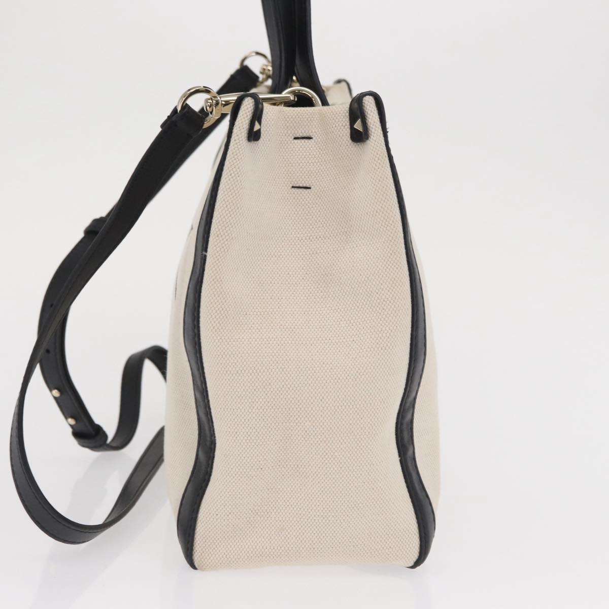 VALENTINO Tote Bag Canvas 2way Beige Gold Auth BA10106