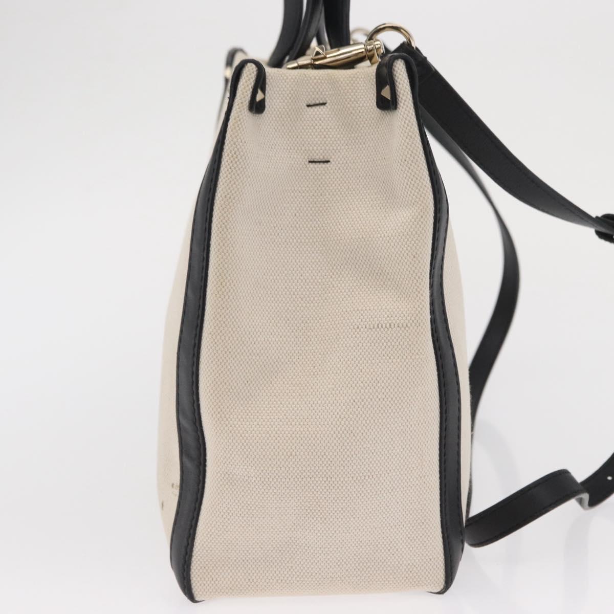 VALENTINO Tote Bag Canvas 2way Beige Gold Auth BA10106