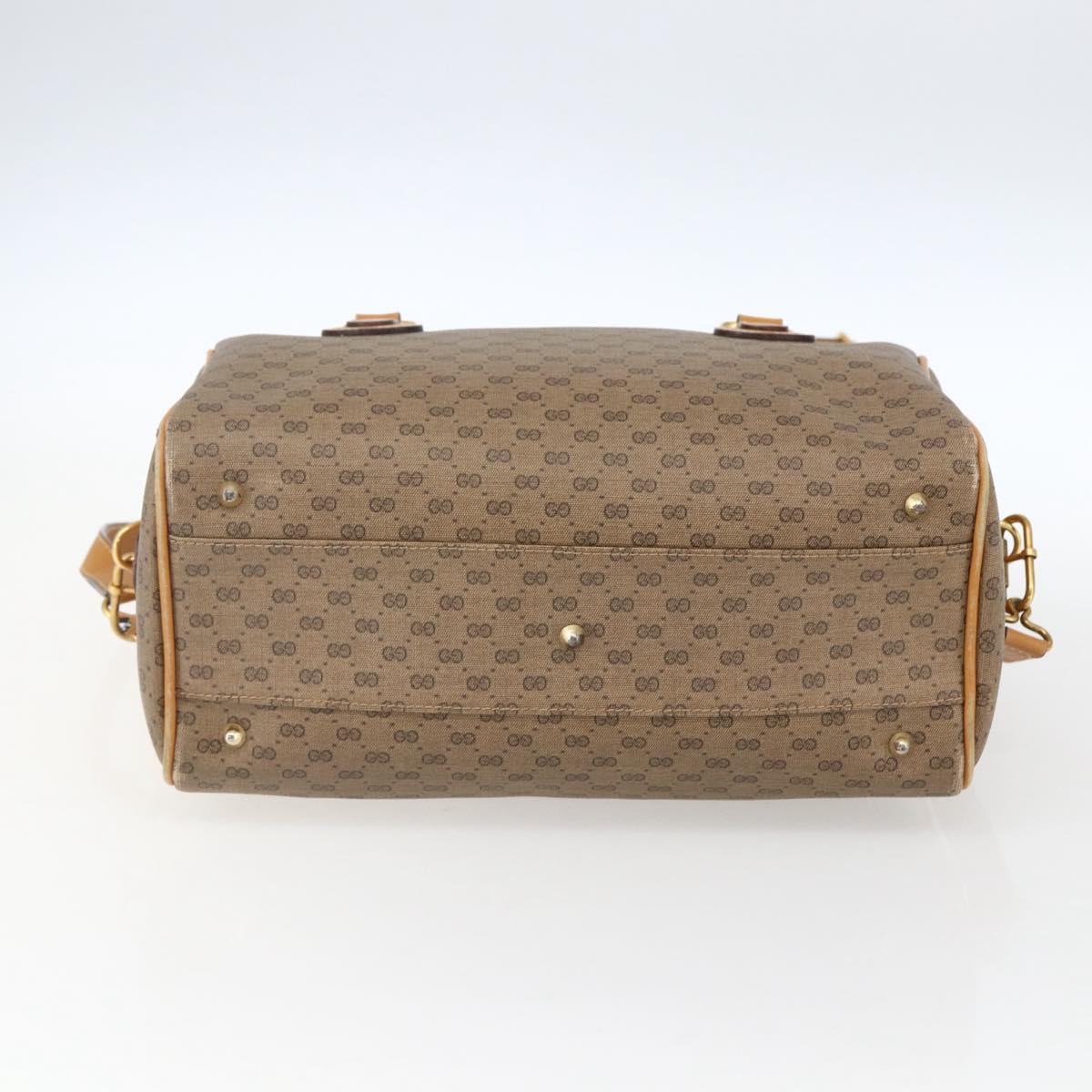 GUCCI Micro GG Supreme Hand Bag PVC Leather 2way Beige Gold Auth BA10107