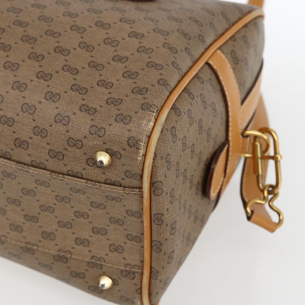 GUCCI Micro GG Supreme Hand Bag PVC Leather 2way Beige Gold Auth BA10107