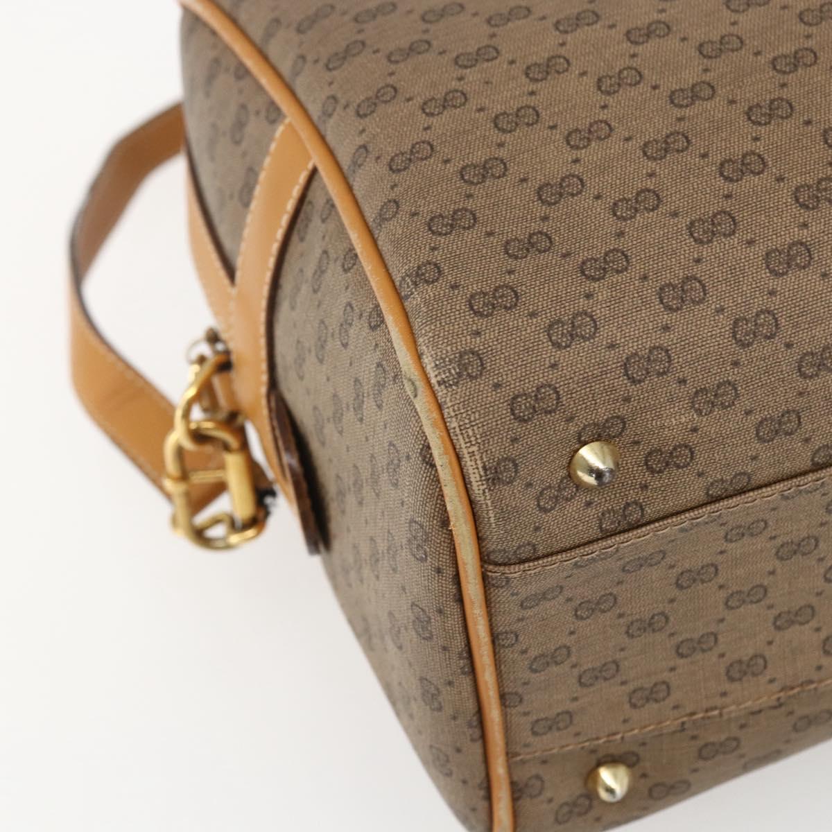 GUCCI Micro GG Supreme Hand Bag PVC Leather 2way Beige Gold Auth BA10107