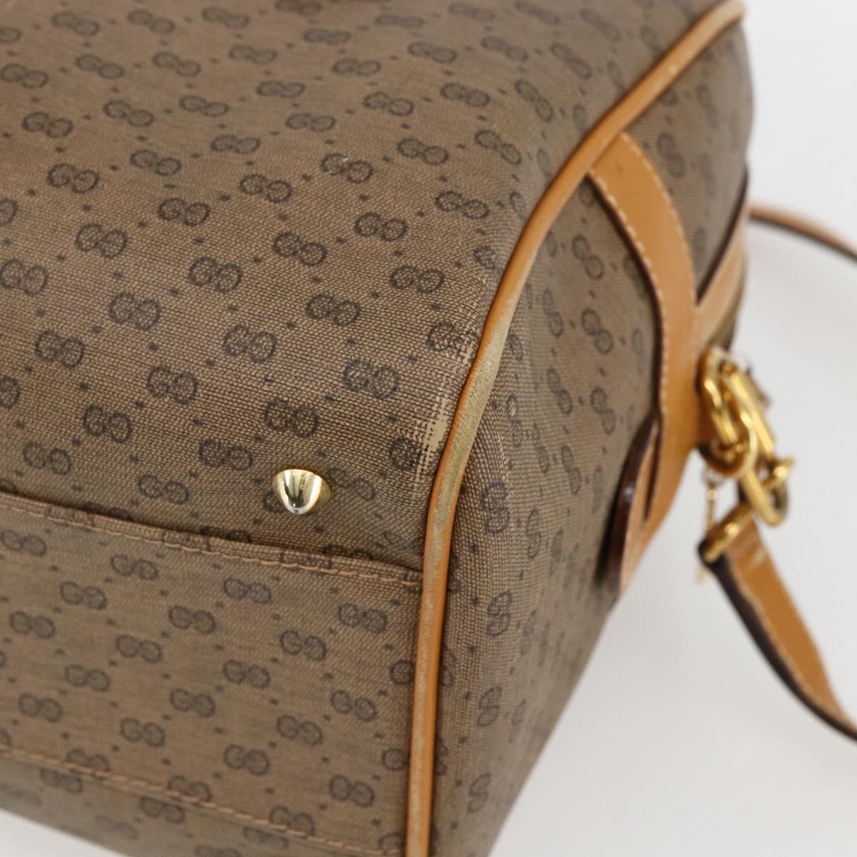 GUCCI Micro GG Supreme Hand Bag PVC Leather 2way Beige Gold Auth BA10107