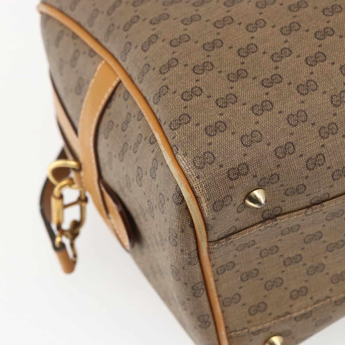 GUCCI Micro GG Supreme Hand Bag PVC Leather 2way Beige Gold Auth BA10107