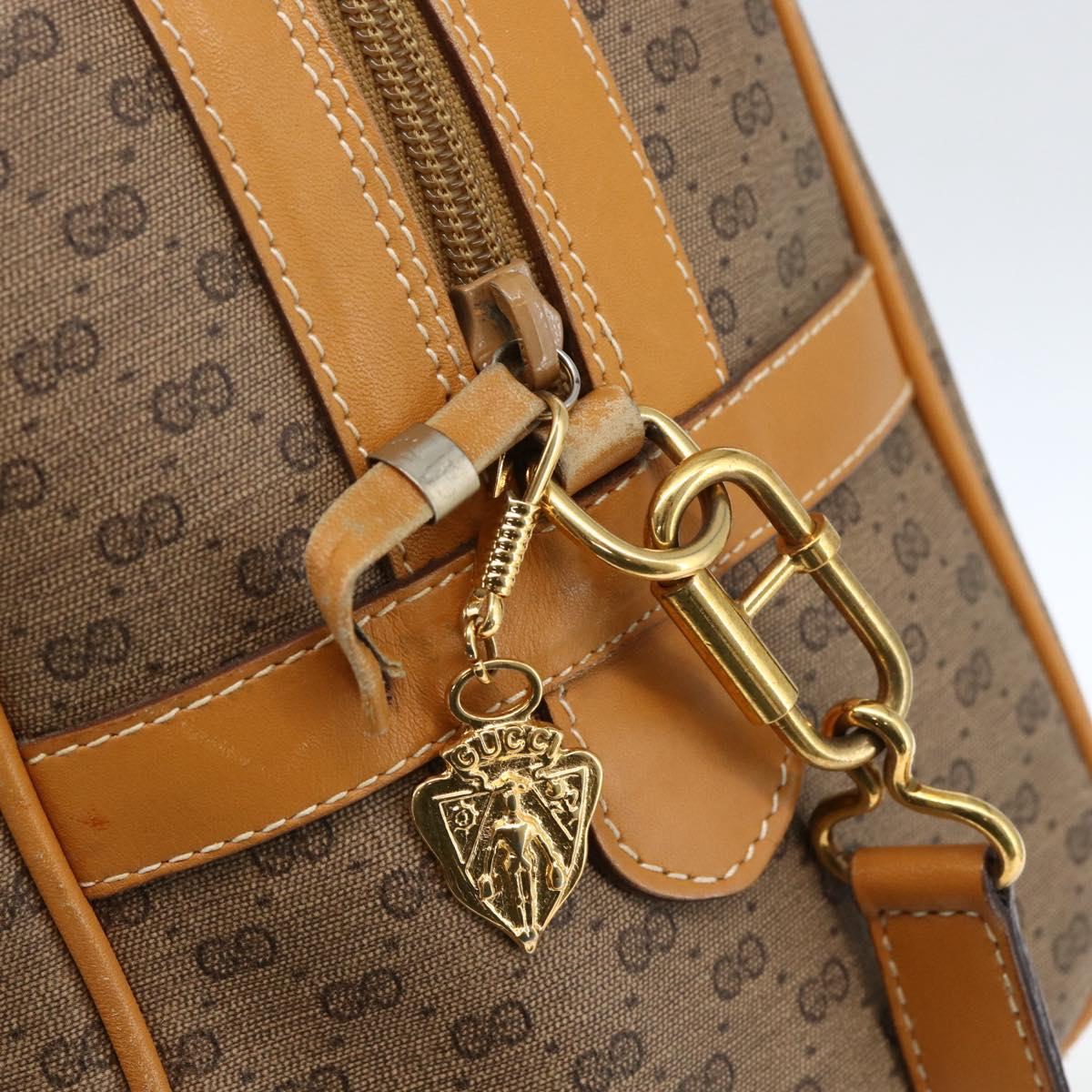 GUCCI Micro GG Supreme Hand Bag PVC Leather 2way Beige Gold Auth BA10107