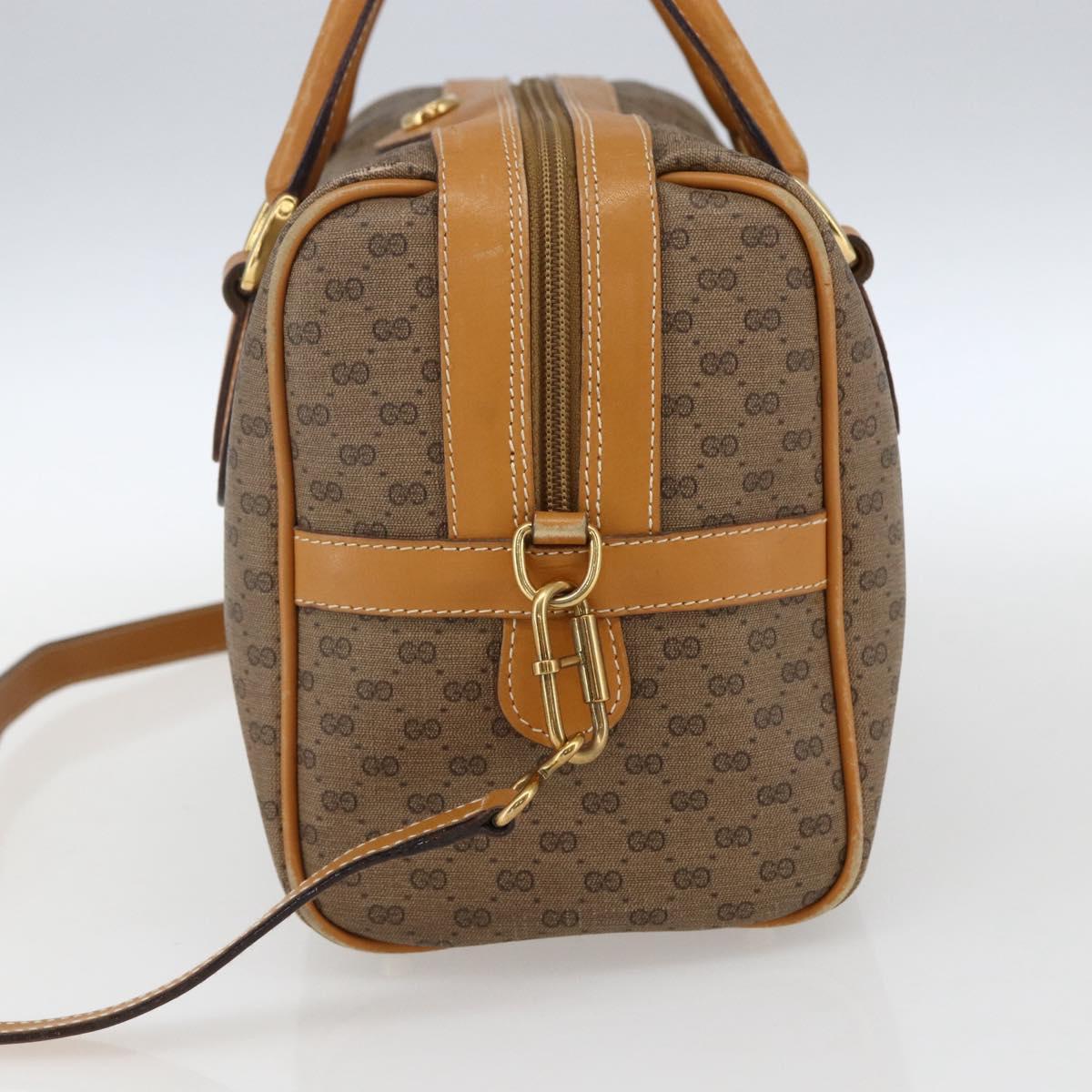 GUCCI Micro GG Supreme Hand Bag PVC Leather 2way Beige Gold Auth BA10107