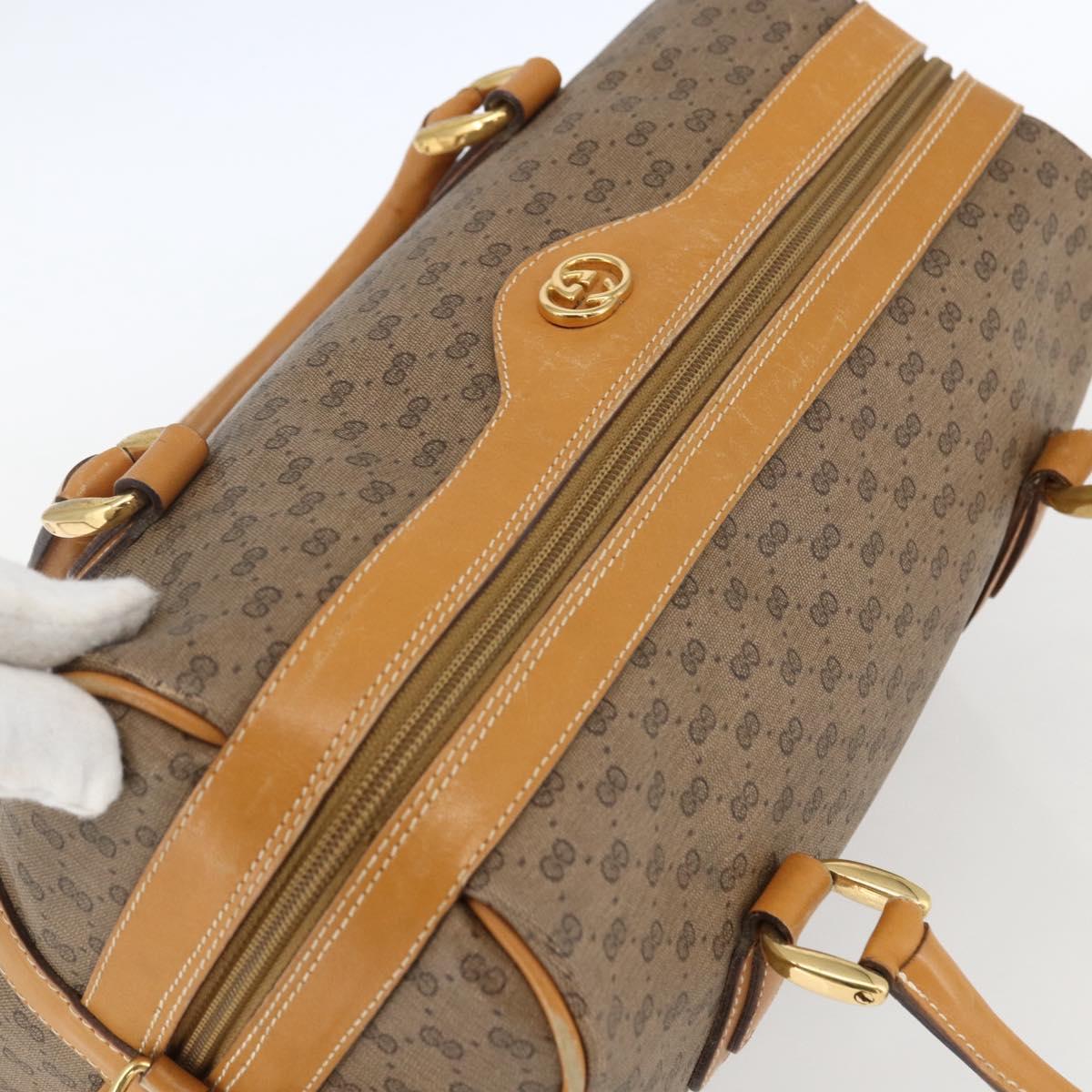 GUCCI Micro GG Supreme Hand Bag PVC Leather 2way Beige Gold Auth BA10107