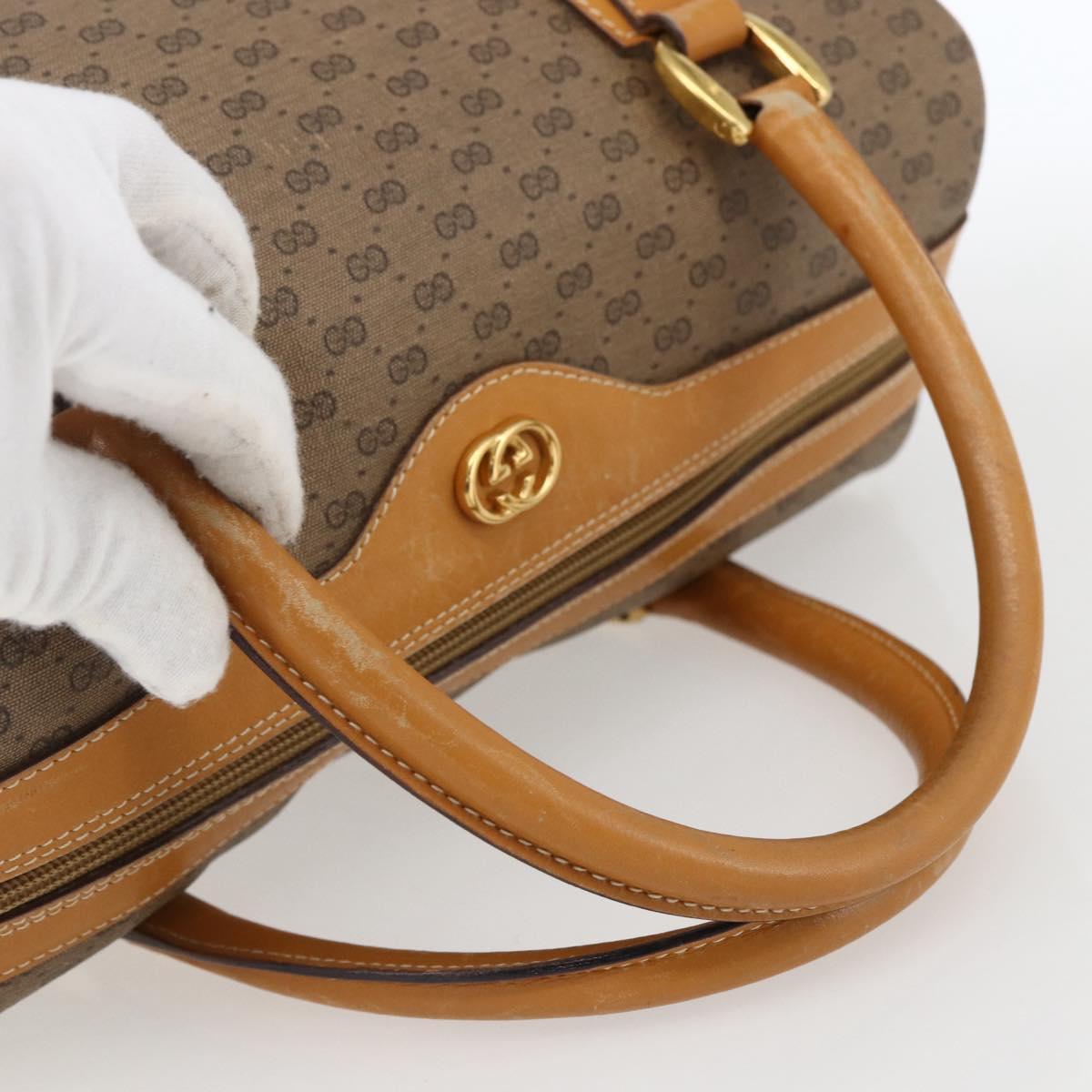 GUCCI Micro GG Supreme Hand Bag PVC Leather 2way Beige Gold Auth BA10107