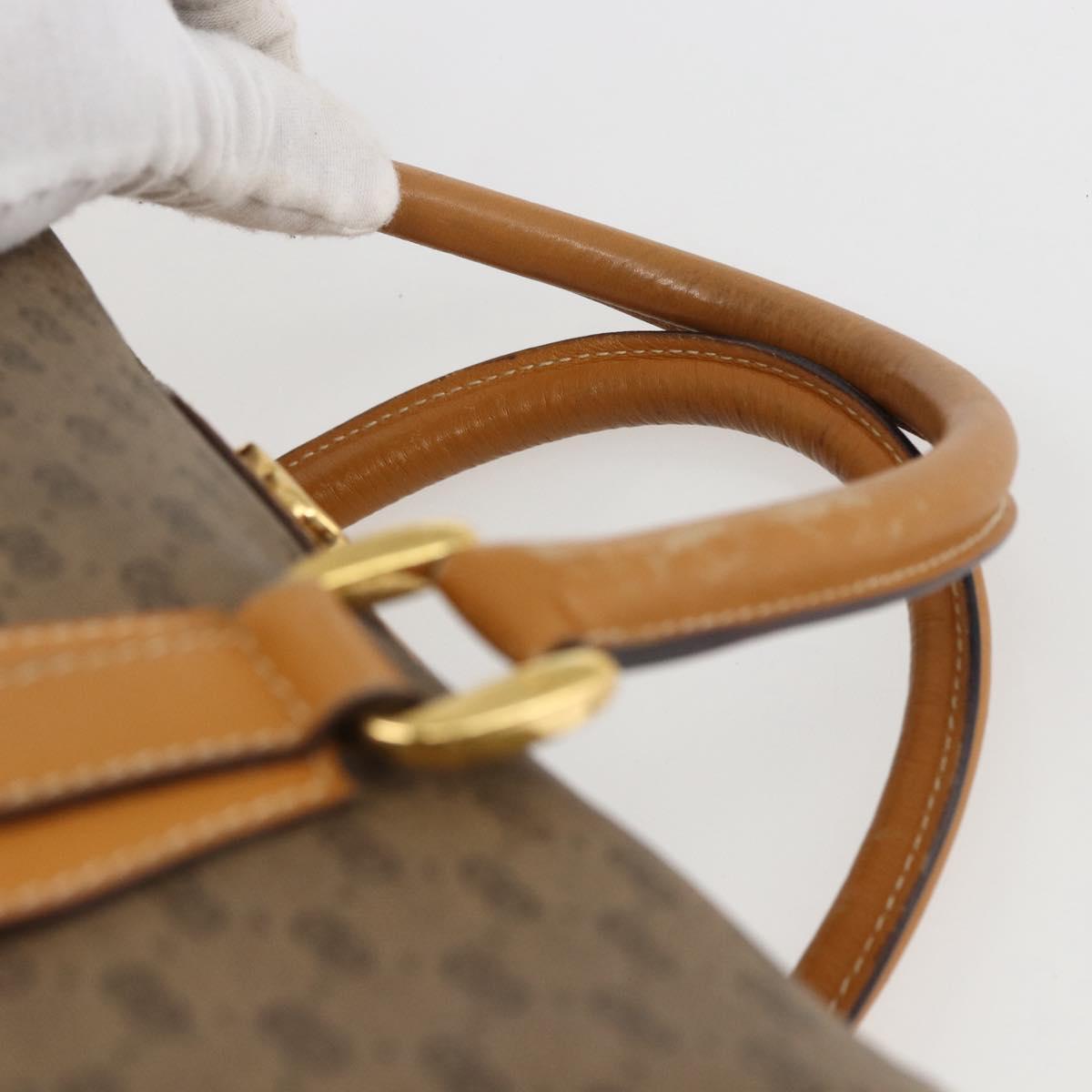 GUCCI Micro GG Supreme Hand Bag PVC Leather 2way Beige Gold Auth BA10107