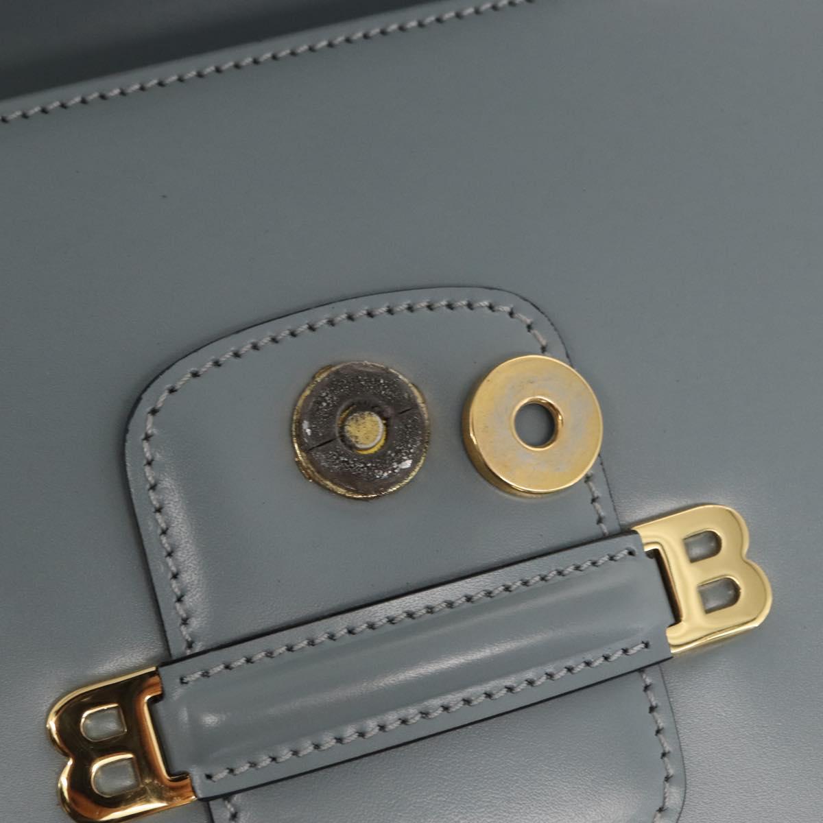 BALLY Tote Bag Leather Gray Gold Auth BA10108