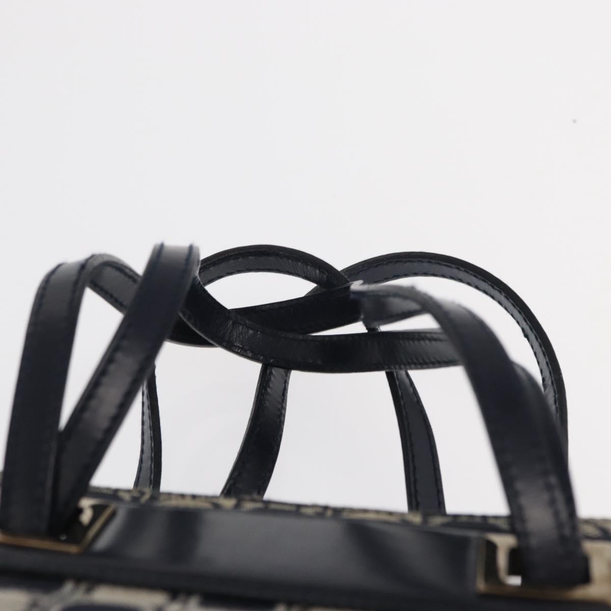 Salvatore Ferragamo Gancini Shoulder Bag Canvas Navy Gold Auth BA10109