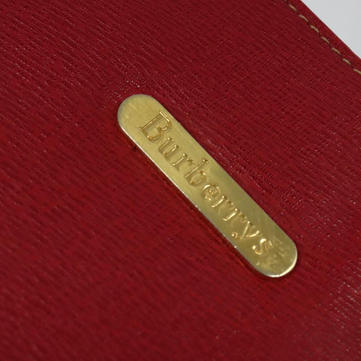 Burberrys Shoulder Bag Leather Red Gold Auth BA1011