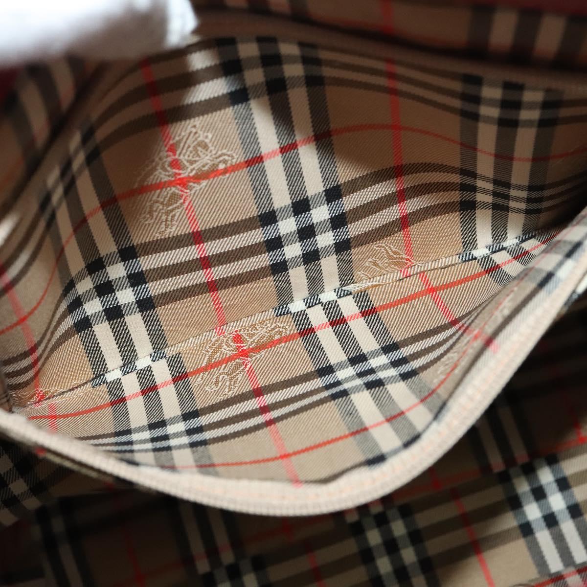 Burberrys Shoulder Bag Leather Red Gold Auth BA1011