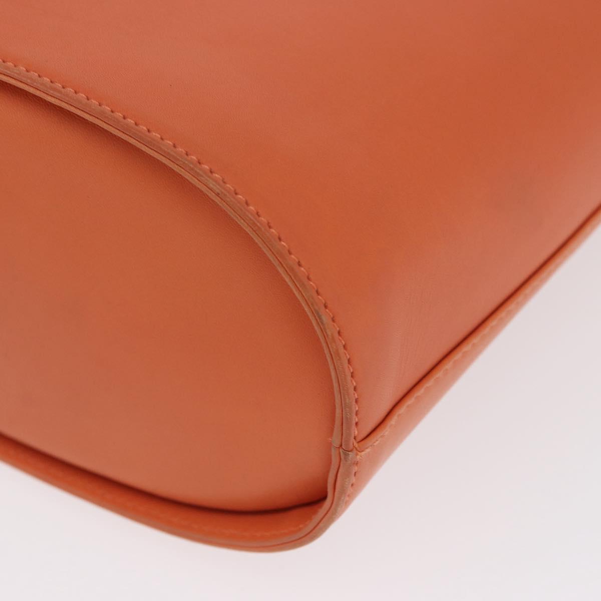 Salvatore Ferragamo Gancini Hand Bag Leather 2way Orange Silver Auth BA10110