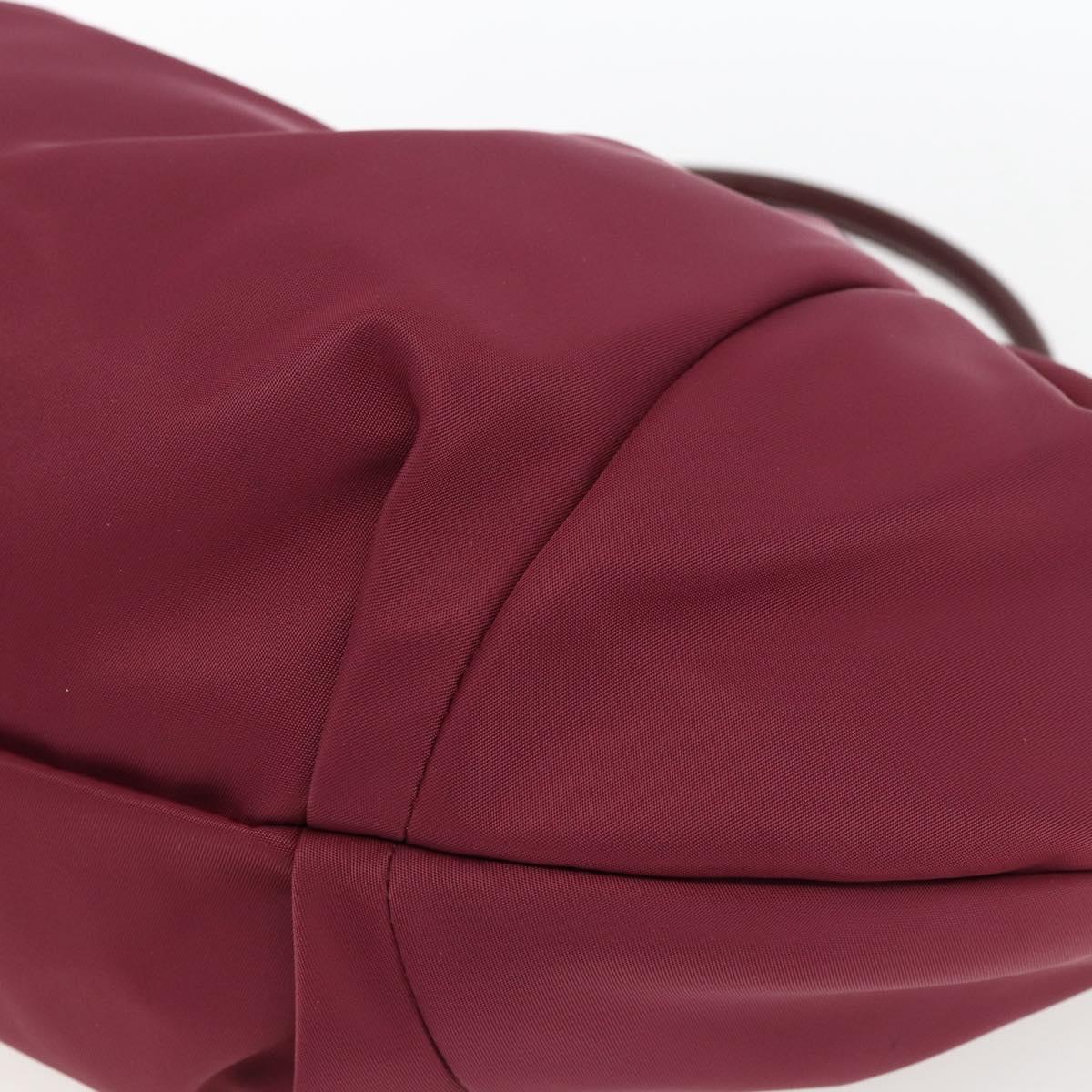 Salvatore Ferragamo Hand Bag Nylon Bordeaux Gold Auth BA10115V