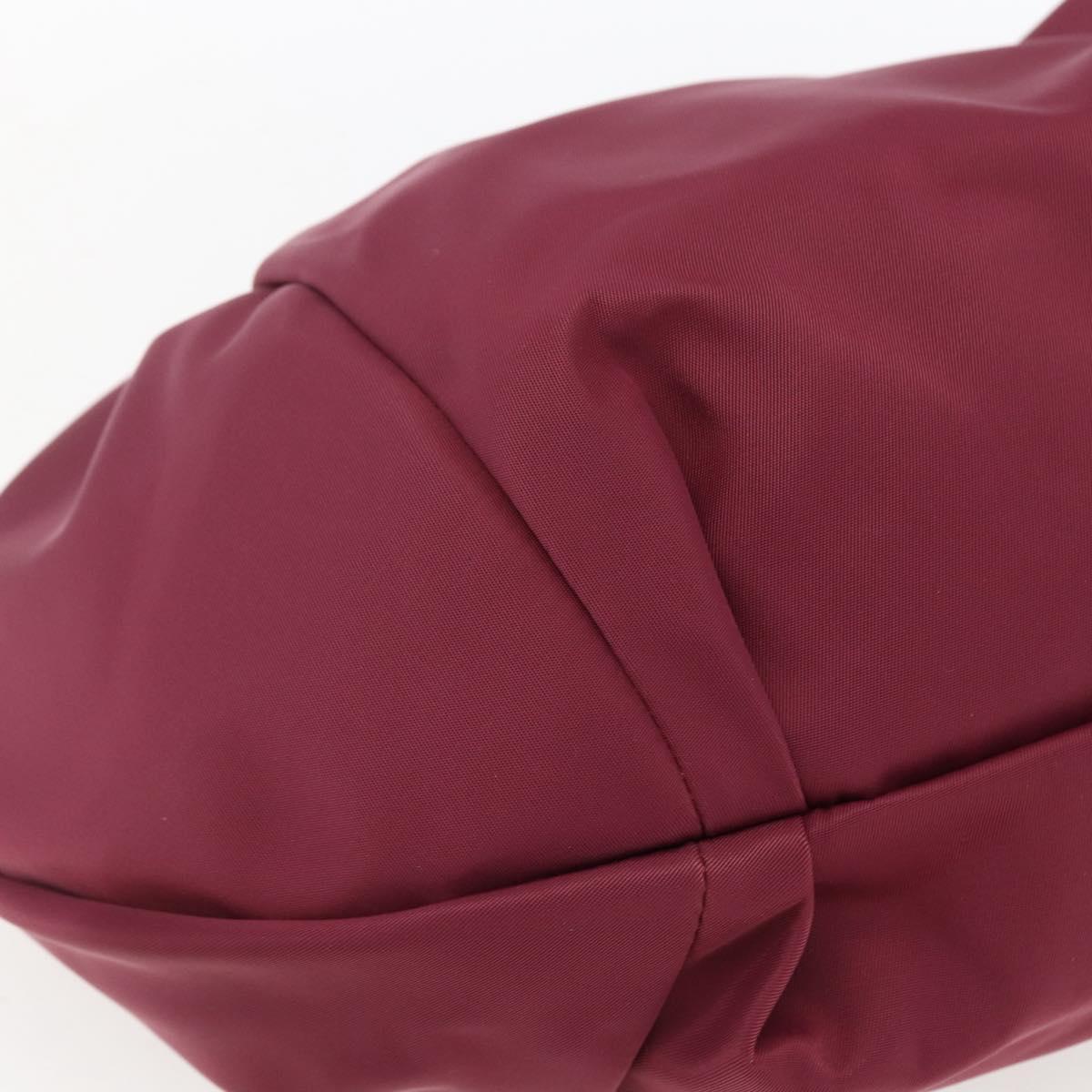 Salvatore Ferragamo Hand Bag Nylon Bordeaux Gold Auth BA10115V