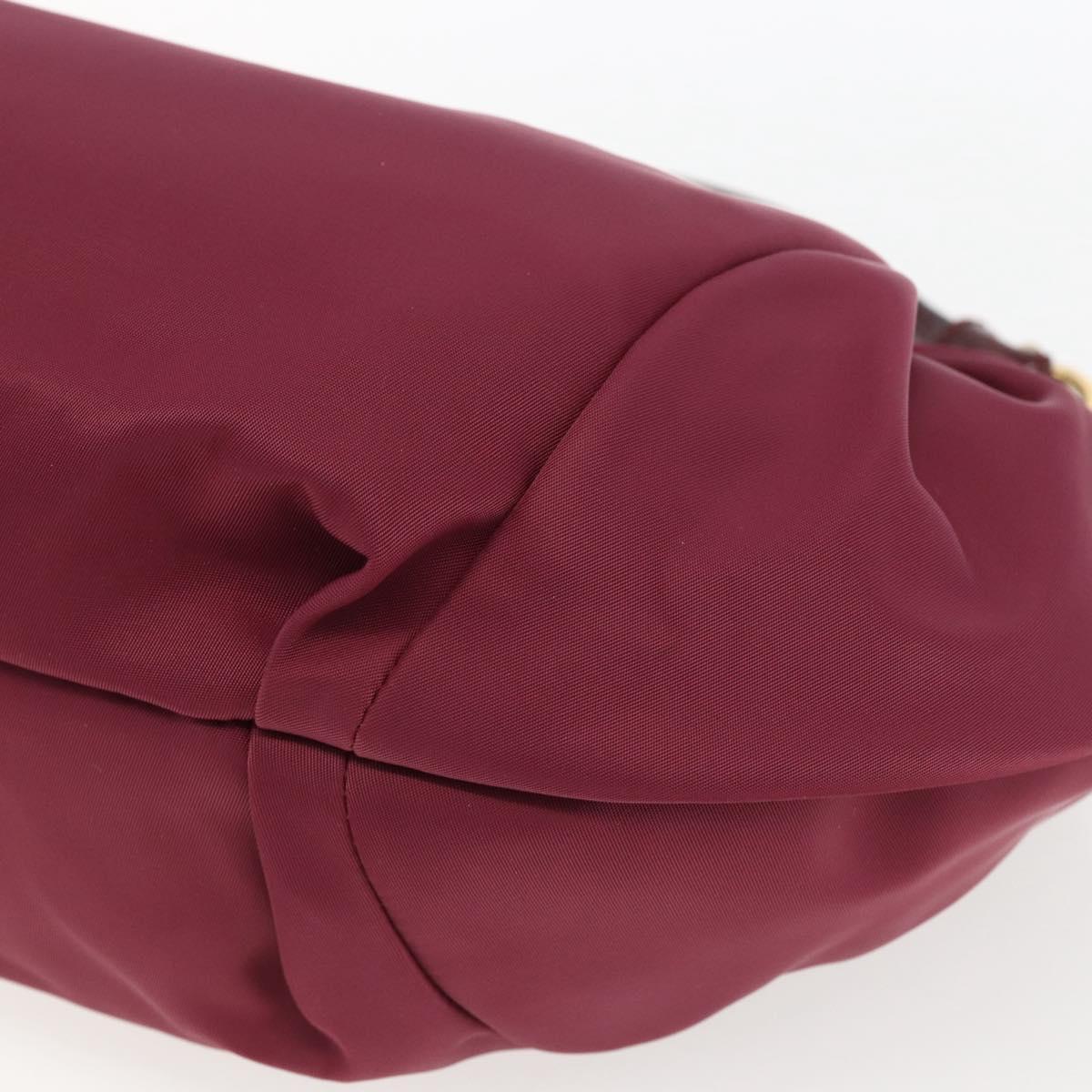 Salvatore Ferragamo Hand Bag Nylon Bordeaux Gold Auth BA10115V