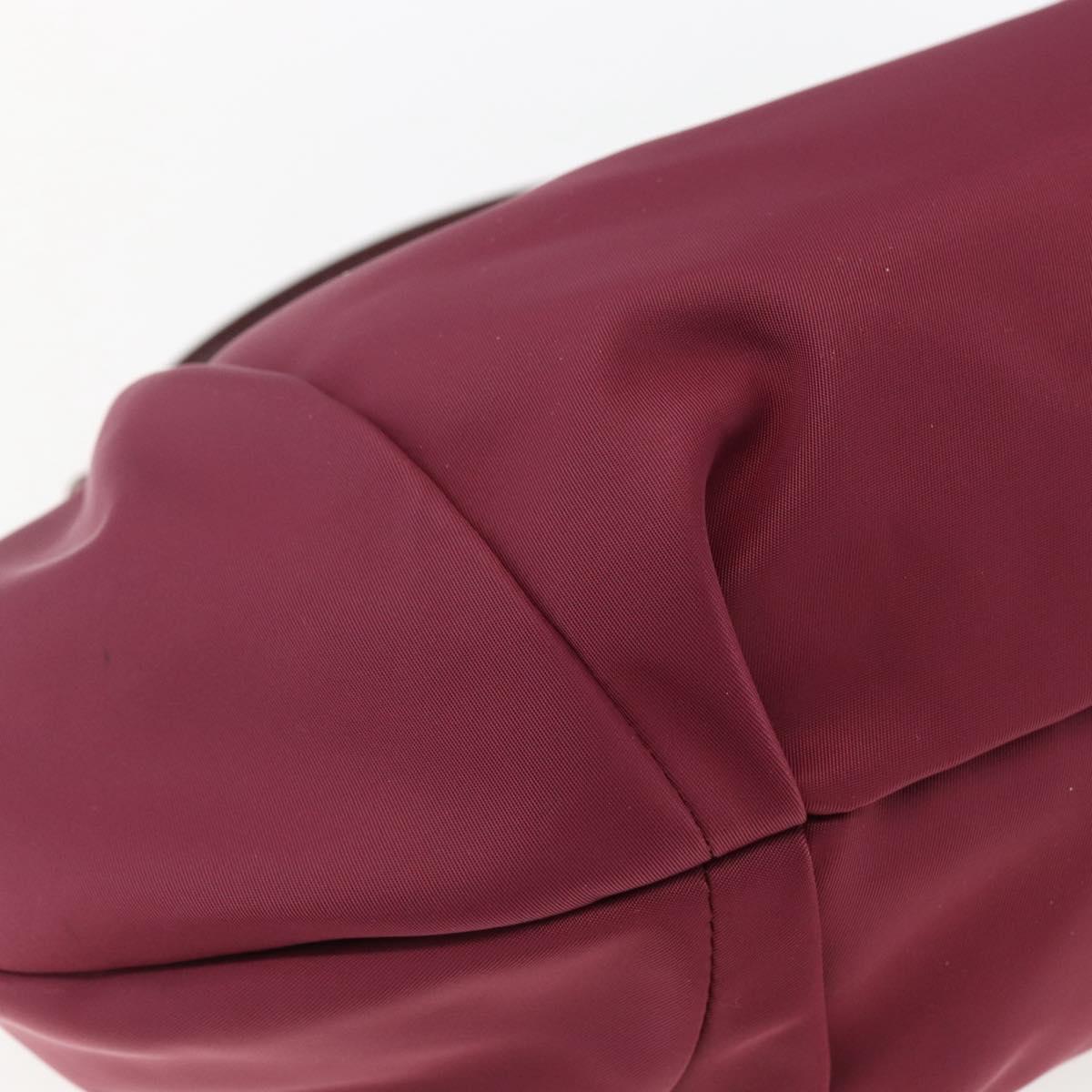 Salvatore Ferragamo Hand Bag Nylon Bordeaux Gold Auth BA10115V