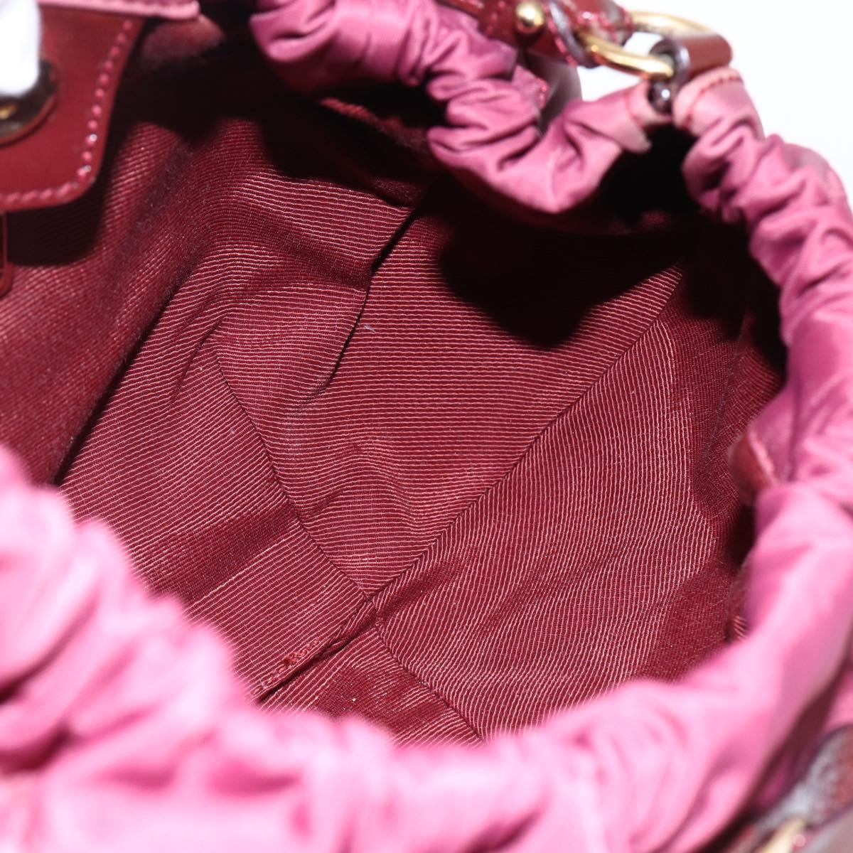 Salvatore Ferragamo Hand Bag Nylon Bordeaux Gold Auth BA10115V